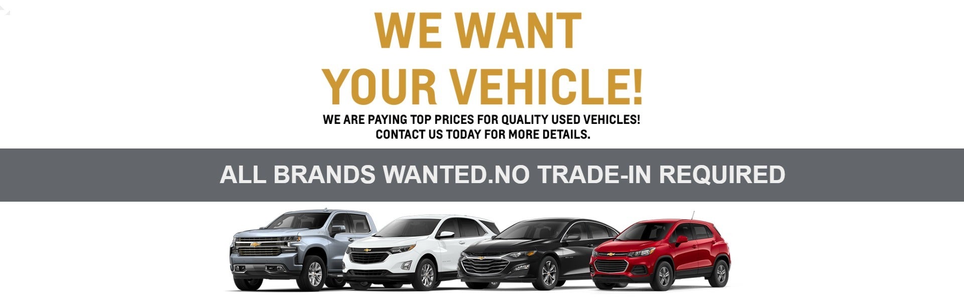 We Want Your Vehicle!
